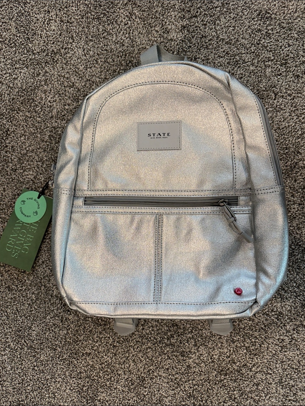 STATE Metallic Silver Mini Backpack